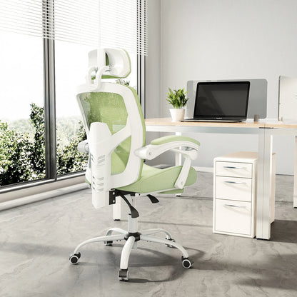 JHK Ergonomischer Liege-Gaming-Stuhl mit hoher Rückenlehne aus Mesh, Wohnzimmer-Schaukelstuhl, Bürostuhl, Drehstuhl, Rollstuhl, Lendenstützkissen