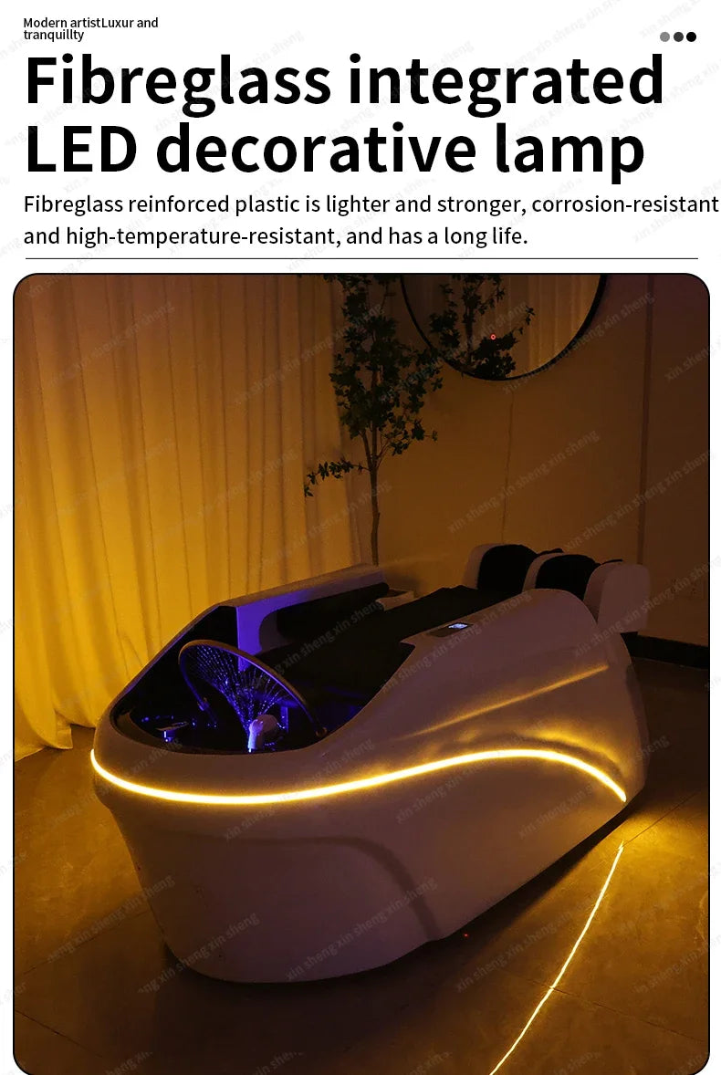 XinSheng Professionelles elektrisches Massagebett Kopf-SPA-Salon-Massagetisch Haarwasch-Räucherbetten Friseursalon Intelligente Möbel