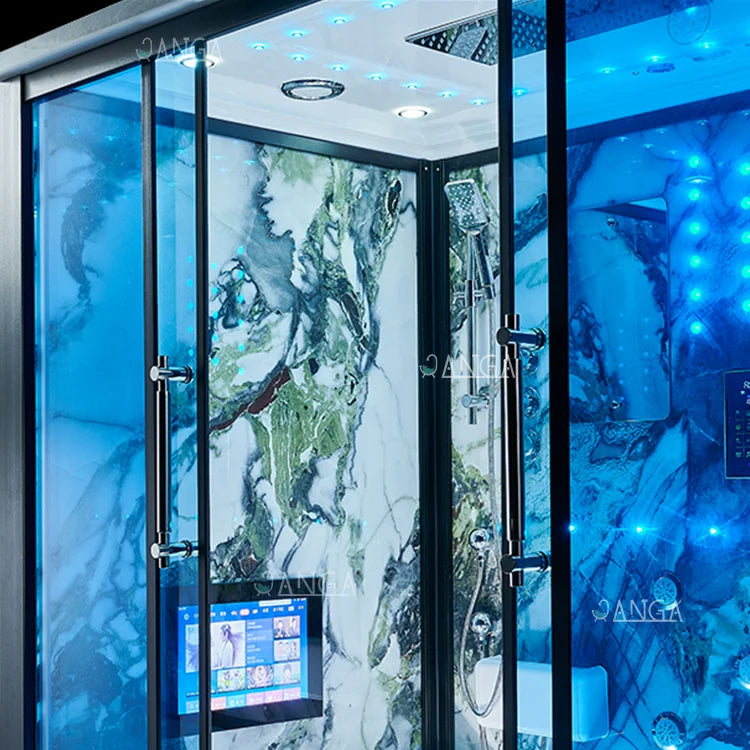 Customization Luxury Steam Shower Room with Jacuzzier Tub Hydro Therapy Massage Steam Bath Room Glass Shower Cabin Wet Sauna Roo
