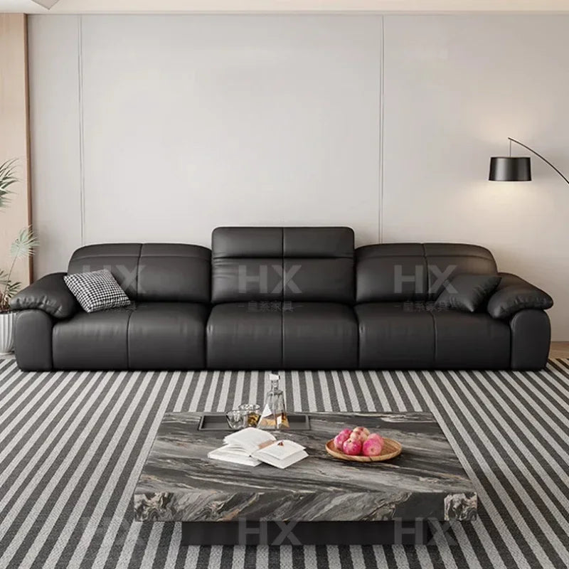 Genuine Leather Black Sofa Recliner Sectional Sleep Luxury Designer Sofa Daybed Modern Divano Soggiorno Couches Furniture
