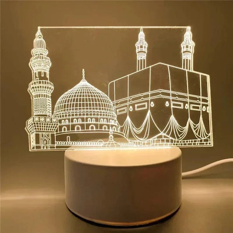 3D Acrylic LED Night Light – Islamic Ramadan Festival USB Lamp, Eid Mubarak Home & Bedroom Decor
