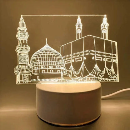 3D Acrylic LED Night Light – Islamic Ramadan Festival USB Lamp, Eid Mubarak Home & Bedroom Decor