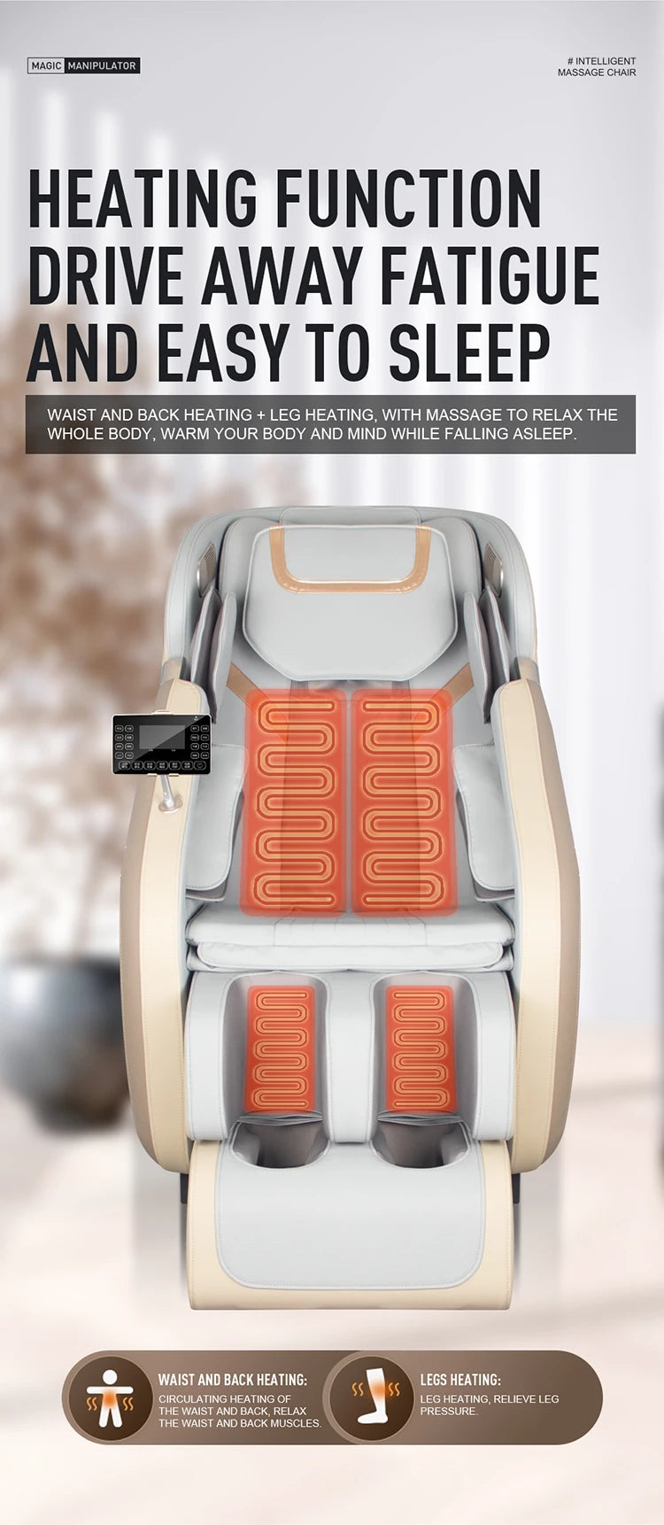 Kundenspezifische Taillen-Rückenheizung, Ganzkörperairbags, sechs automatische Programme, elektrischer ergonomischer Leder-Büromassagesessel