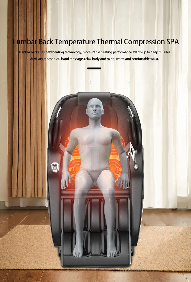 Massagesessel Ganzkörper Zero-Gravity Sessel Gerade Schiene Knet- und Klopfmassage Tragbarer Sessel Bluetooth Airbags Fußrollen Grau