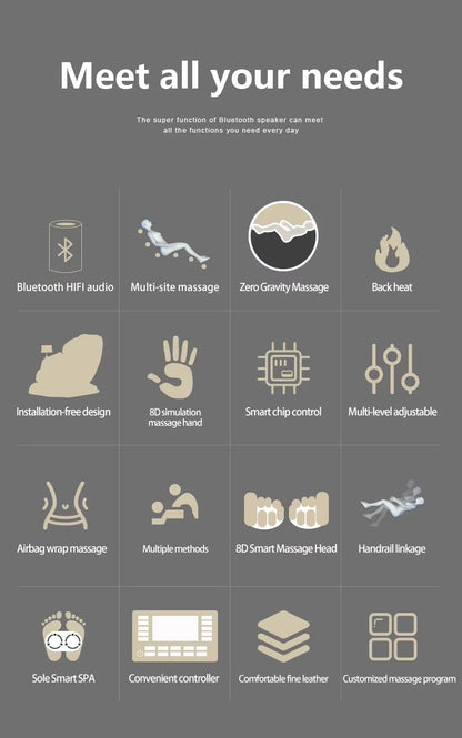 2024 Fabrikdirekt Ganzkörper-Klappliege Smart 8D Shiatsu Zero Gravity Elektrischer Massagesessel mit Fuß- und Beinmassage