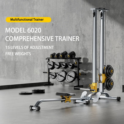 Home Gym LAT Pull Down Machine with High & Low Pulleys Fitness Rowing Machine100KG with LAT and Low Row Bars for Muscle Training