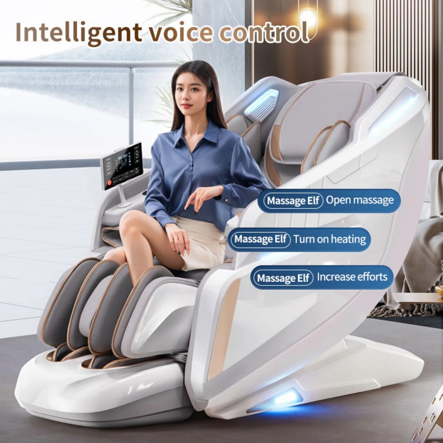 4D Zero Gravity Massage Chair SL-Track Full Body Airbags Heating Foot Rollers Shiatsu Thai Stretch  AI Voice 3-Year Warranty