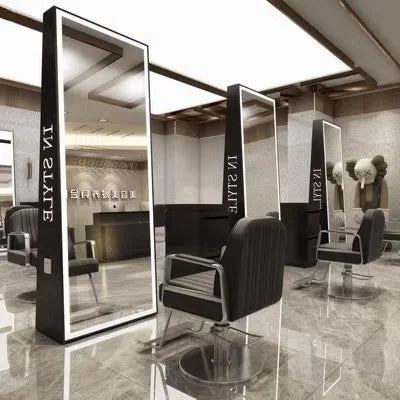 Barber shop mirror hair salon special hair salon mirror table single and double sided perm and dyeing trendy  with lamp floor