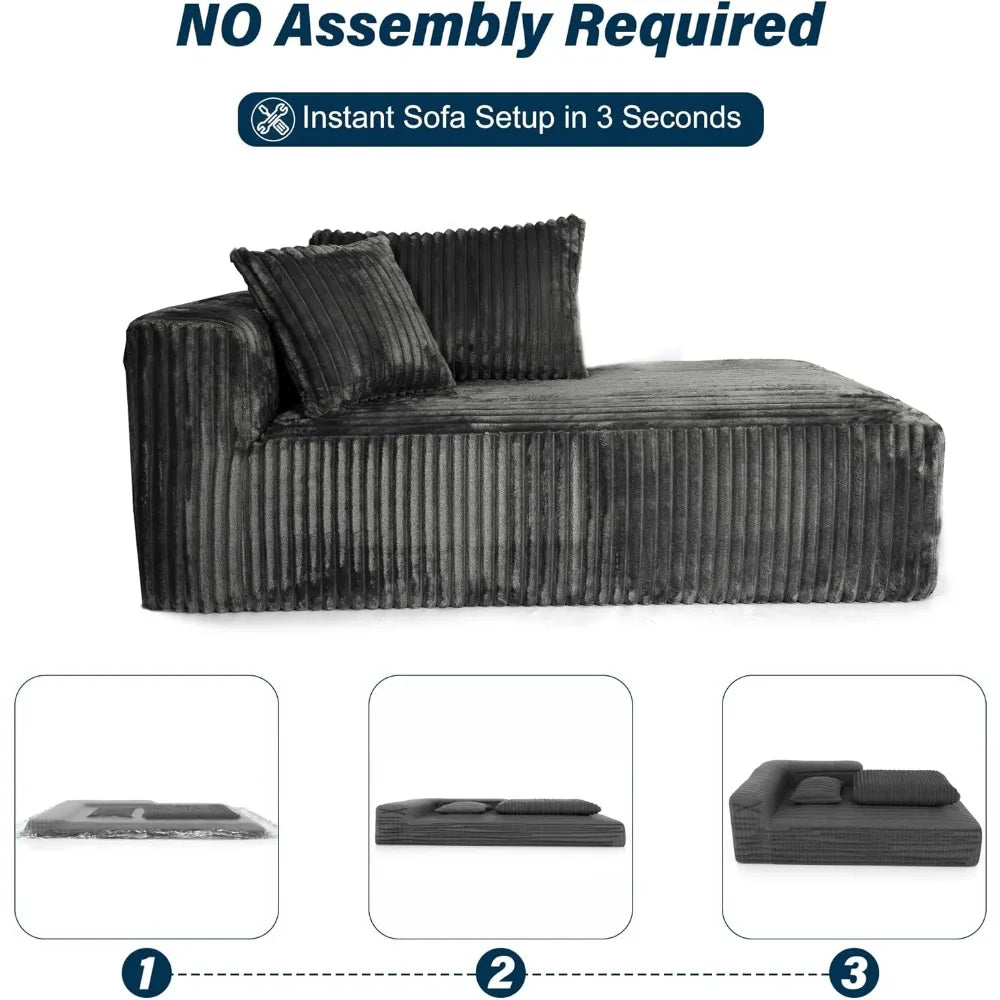 3-Sitzer Ecksofa mit tiefer Sitzfläche, 256 cm Cloud Sektionalsofa mit Chaiselongue, gemütliches modulares Schlafsofa,