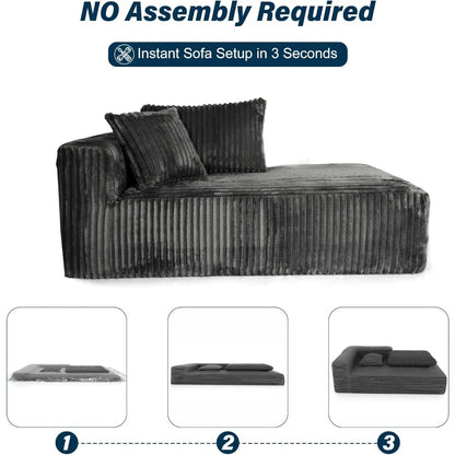 3-Sitzer Ecksofa mit tiefer Sitzfläche, 256 cm Cloud Sektionalsofa mit Chaiselongue, gemütliches modulares Schlafsofa,