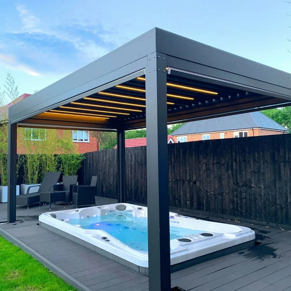 Luxuriöser beheizter Outdoor-Whirlpool 2,1 x 2,1 x 0,9 m für 5 Personen gleichzeitig, geeignet für Terrassen und Hotels FOB