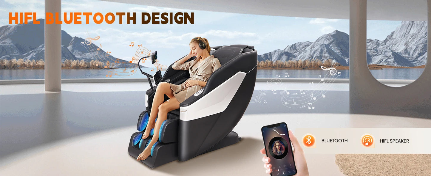 SL Track 3D Massage Chair with Body Scan, Zero Gravity Shiatsu Massager Chair with Heat, Foot Roller, Bluetooth for Home Office