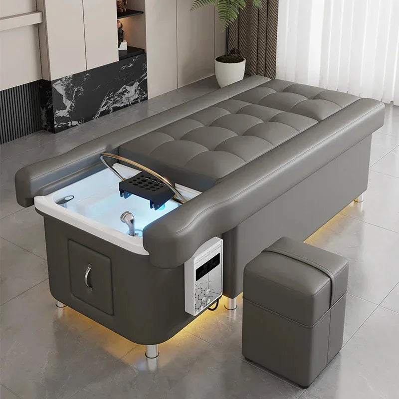 2026 Custom Luxury Modern Head Spa Foot Bath Back Lift Electric Reclining Massage Shampoo Bed
