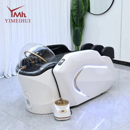 Acrylwaschbecken für Spa- und Schönheitssalon Friseursalon Automatische Shampoo-Massageliege mit verstellbarer Fußstütze