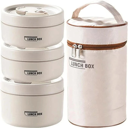 3-Layer Insulated Lunch Box Set – Stackable Thermal Food Containers for Adults & Kids