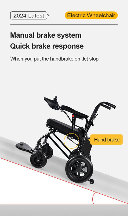 Hochwertiger faltbarer Elektrorollstuhl aus Aluminiumlegierung – Automatischer Gehwagen und Rollator für ältere und behinderte Pendler