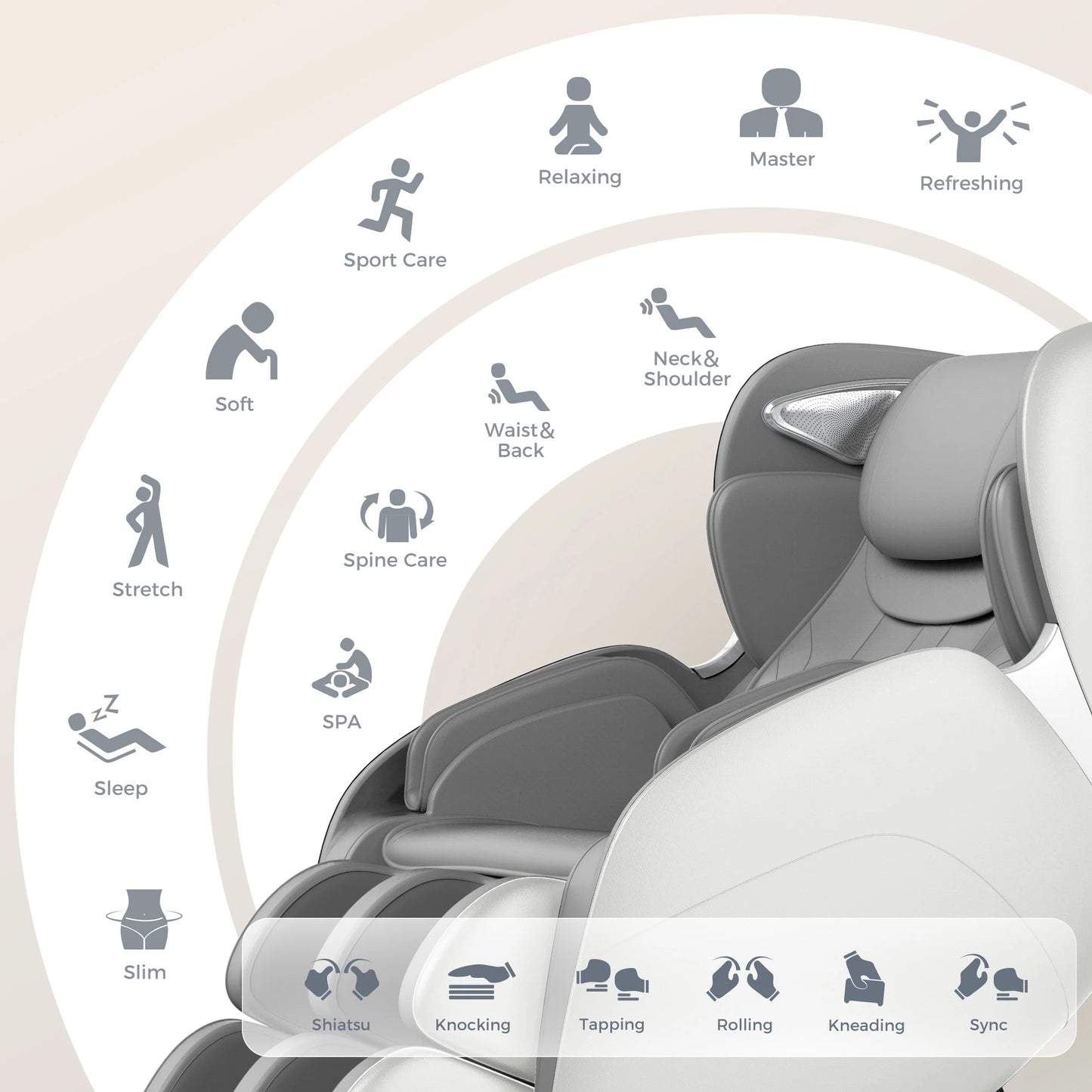 2 Jahre Garantie 4D SL Airbag Zero Gravity Ganzkörper-Massagesessel Home 3D Büro-Fußroller Shiatsu Bürostuhl Massagesofa