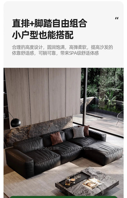 Family Italian Living Room Sofas Genuine Leather Sectional Apartment Relaxing Sofa Elegant Comfortable Muebles Home Furniture