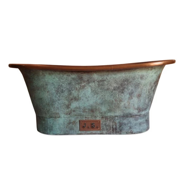 Grün Patiniertes Antik-Finish Freistehende Badewanne aus Kupfer Hochwertige handgefertigte elegante Standfuß-Badewanne