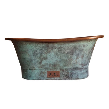 Grün Patiniertes Antik-Finish Freistehende Badewanne aus Kupfer Hochwertige handgefertigte elegante Standfuß-Badewanne