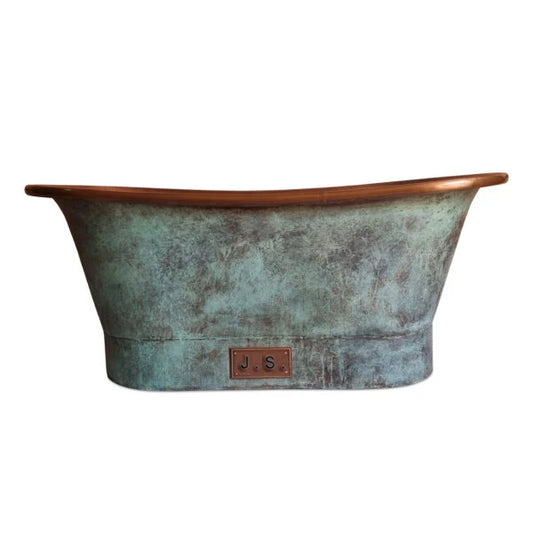 Green Patina Antique Finish Freestanding Soaking Copper Bathtub High Quality Handmade Elegant Foot Freestanding Tub Bathtub