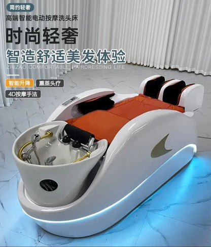 Intelligente Wasserzirkulationsliege, professionelles Waschbecken für Haare, Therapie, Kopf-Spa, Friseursalon, Liegestuhl, Schönheitsstuhl, Cadeira