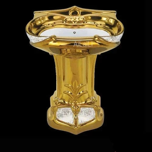 Palace Golden Retro Toilet – Luxury Split Seat with Colorful Relief Design