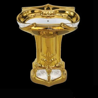 Palace Golden Retro Toilet – Luxury Split Seat with Colorful Relief Design