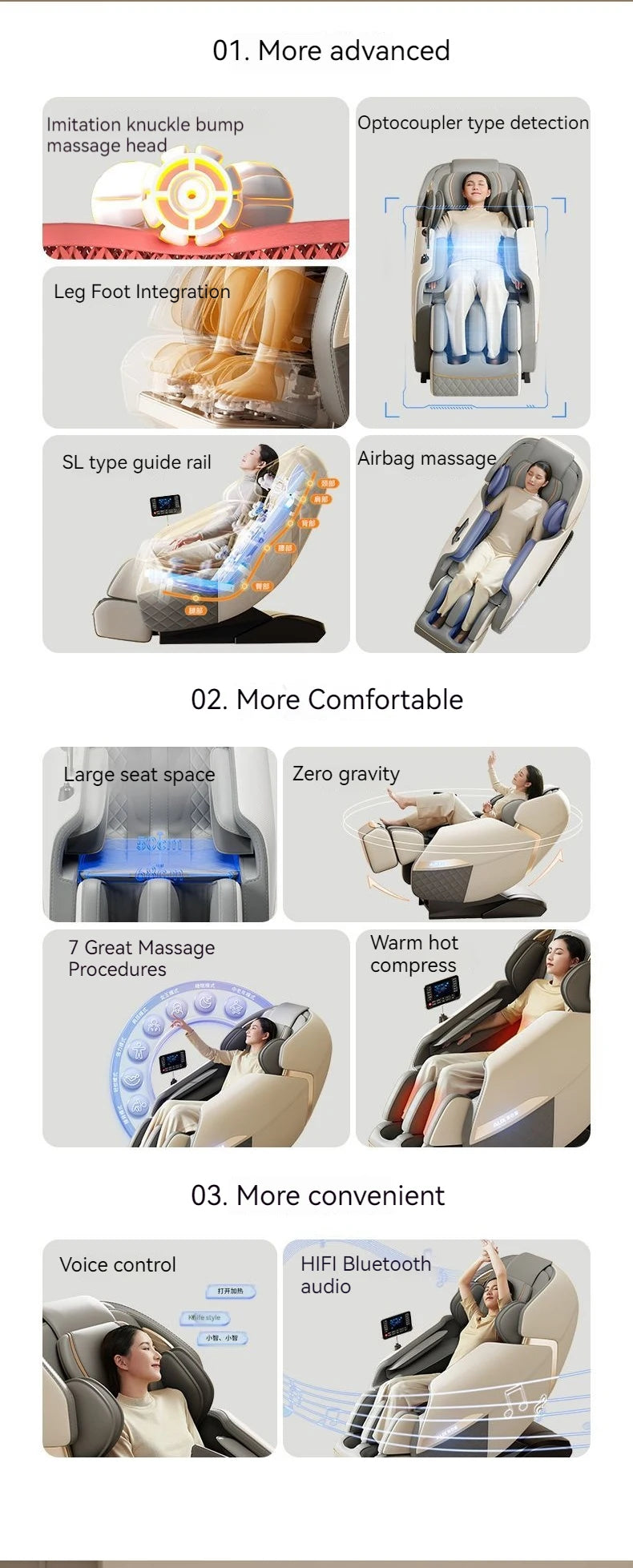 massage chair full body with airbag 3D Zero Gravity Massage Chair with Heat Therapy Foot Roller Bluetooth Music massage sofa