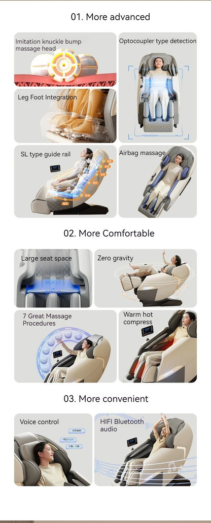massage chair full body with airbag 3D Zero Gravity Massage Chair with Heat Therapy Foot Roller Bluetooth Music massage sofa