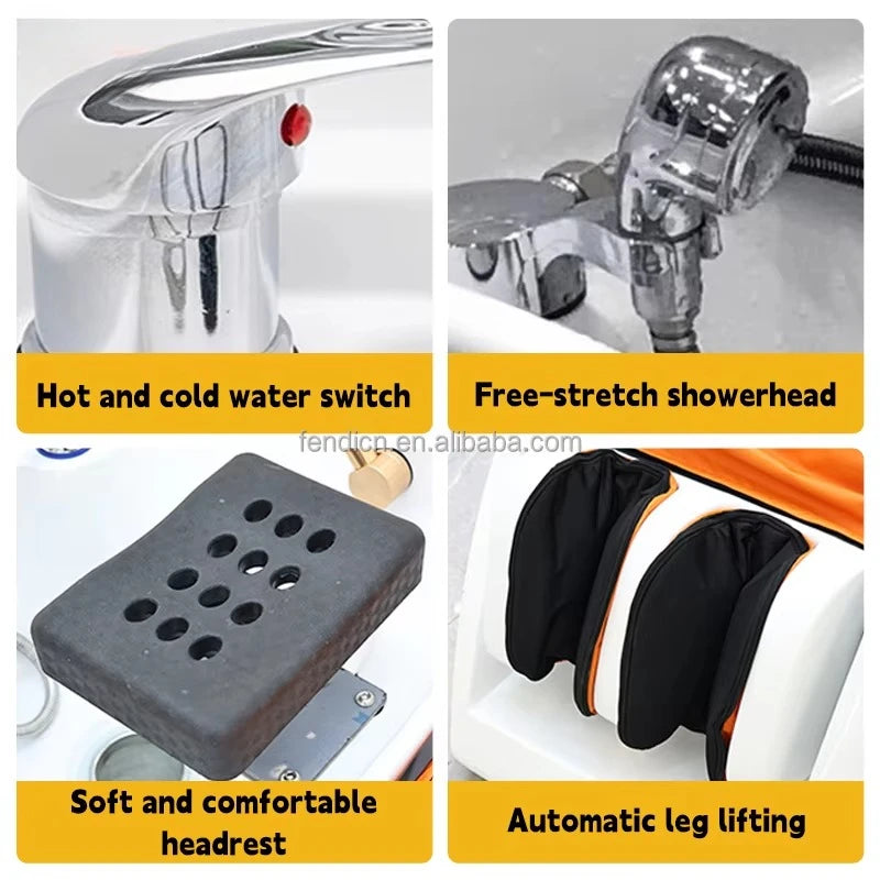 Professional Luxury Lounge Chair Barber Shop Head Spa Massage Shampoo Bed Hair Shampoo Chair