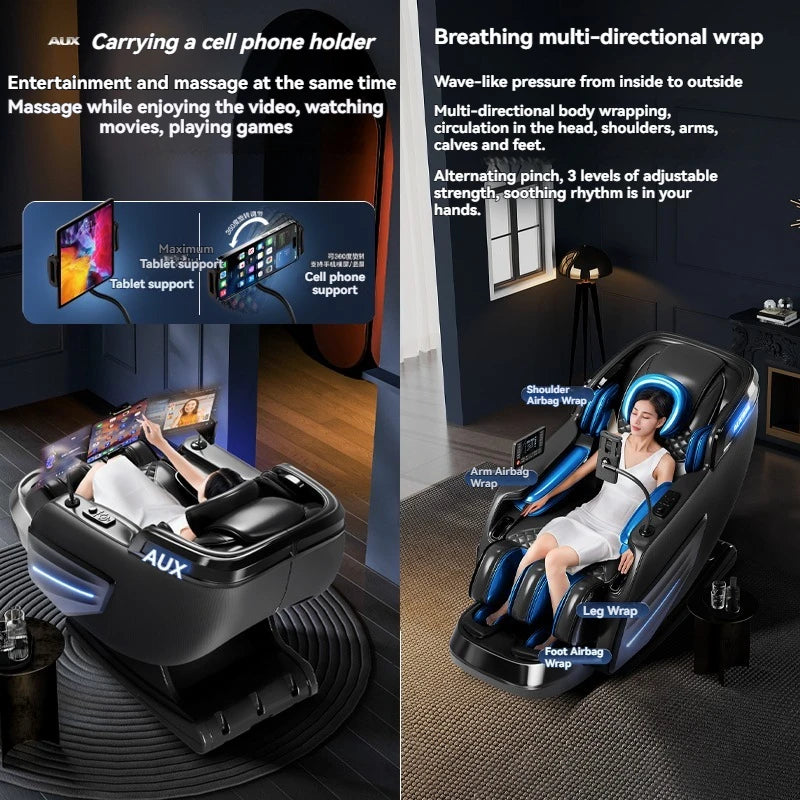 AUX 6D Shiatsu-Massagesessel, Smart-Massagesessel, Ganzkörper-Schwerelosigkeits-Streckmassagesessel, Relax-Massagesessel
