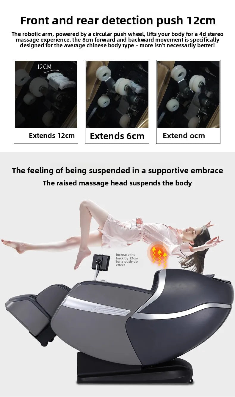 Modern Leather Fully Automatic Electric Zero Gravity Massage Chair With 3D Robotic Hand Massage For Neck Foot & Waist