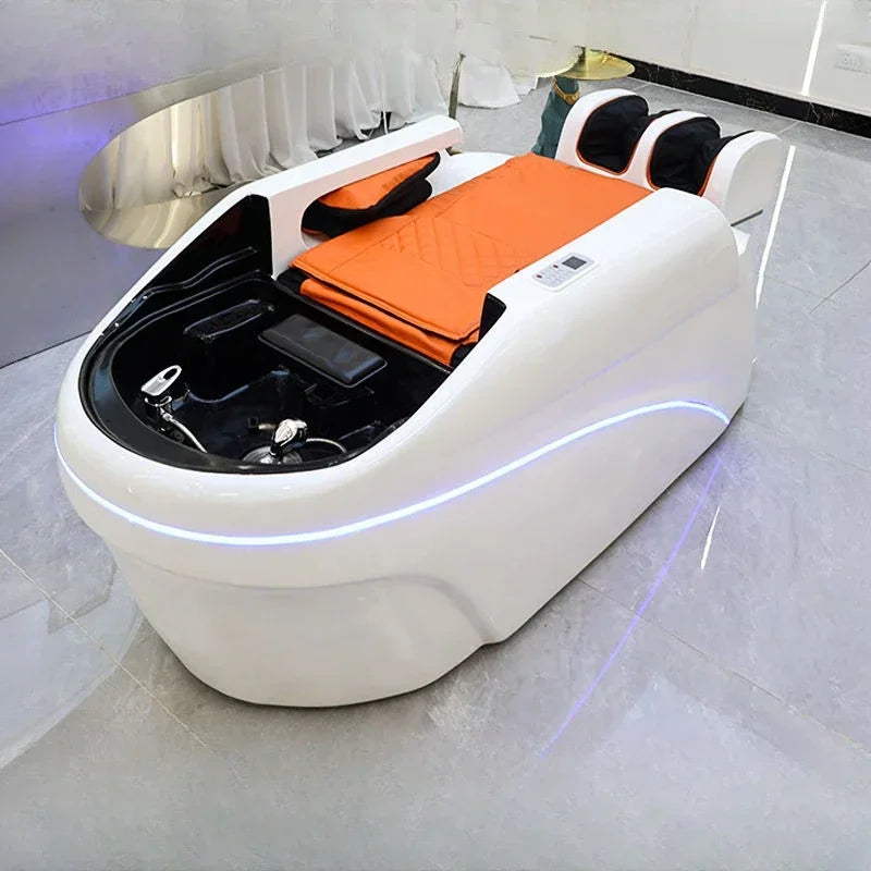 Intelligente elektrische Massage-Shampoo-Stühle Friseursalon Spülbett Kopf-Wasserkreislauf Begasung Salonmöbel Kopfteile FYS