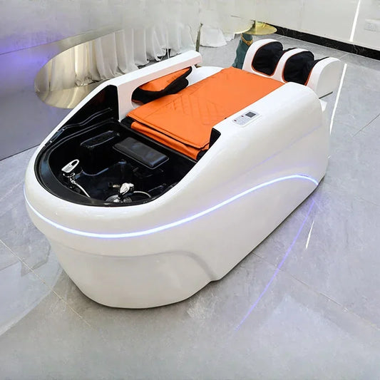 Intelligente elektrische Massage-Shampoo-Stühle Friseursalon Spülbett Kopf-Wasserkreislauf Begasung Salonmöbel Kopfteile FYS