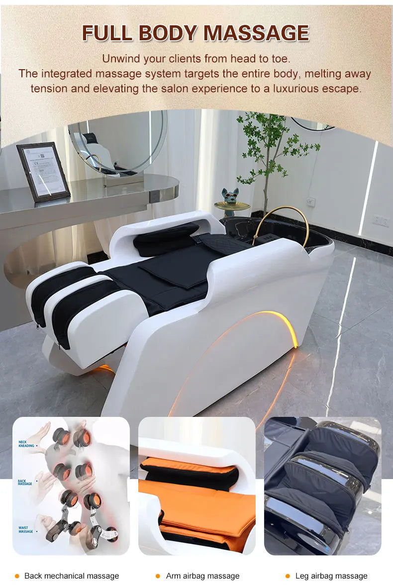 Multifunktionaler japanischer Head Spa Haarwaschsessel mit bequemer Kopfstütze, modernes Design für Friseursalons, Fabrikpreis