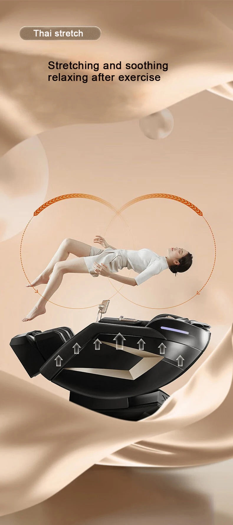 2025 4D-Massagesessel Ganzkörper-Massagesessel mit Schwerelosigkeit, verlängerter Fußstütze, SL-Schiene, Yoga-Stretch, Fußrollen und Heizung
