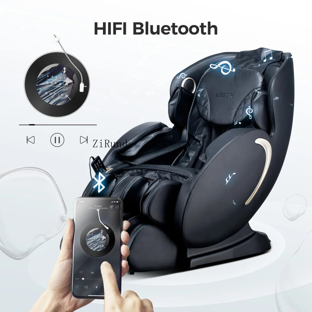 3D-Zero-Gravity-Massagesessel, Shiatsu-Ganzkörper-Liegesessel mit App, Schwarz