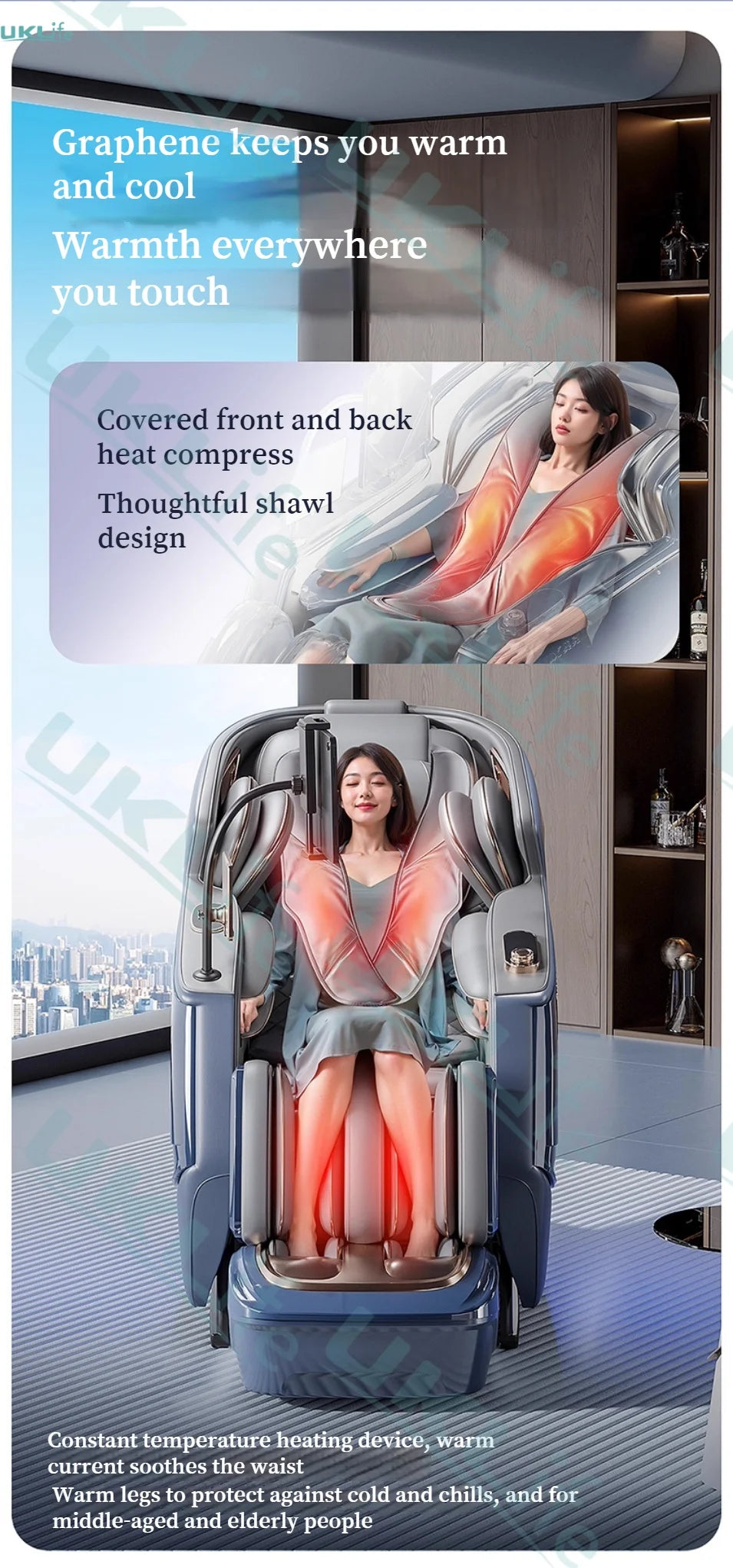 Dual Core 6D Massagesessel mit SL-Schiene, Heizschal, Thai-Stretch & KI-Sprachsteuerung – Ganzkörper-Schwerelosigkeitsliege