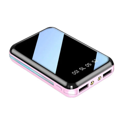 Mini Power Bank – Portable Mirror Screen External Battery with LED Digital Display, Fast Charging for SmartPhone