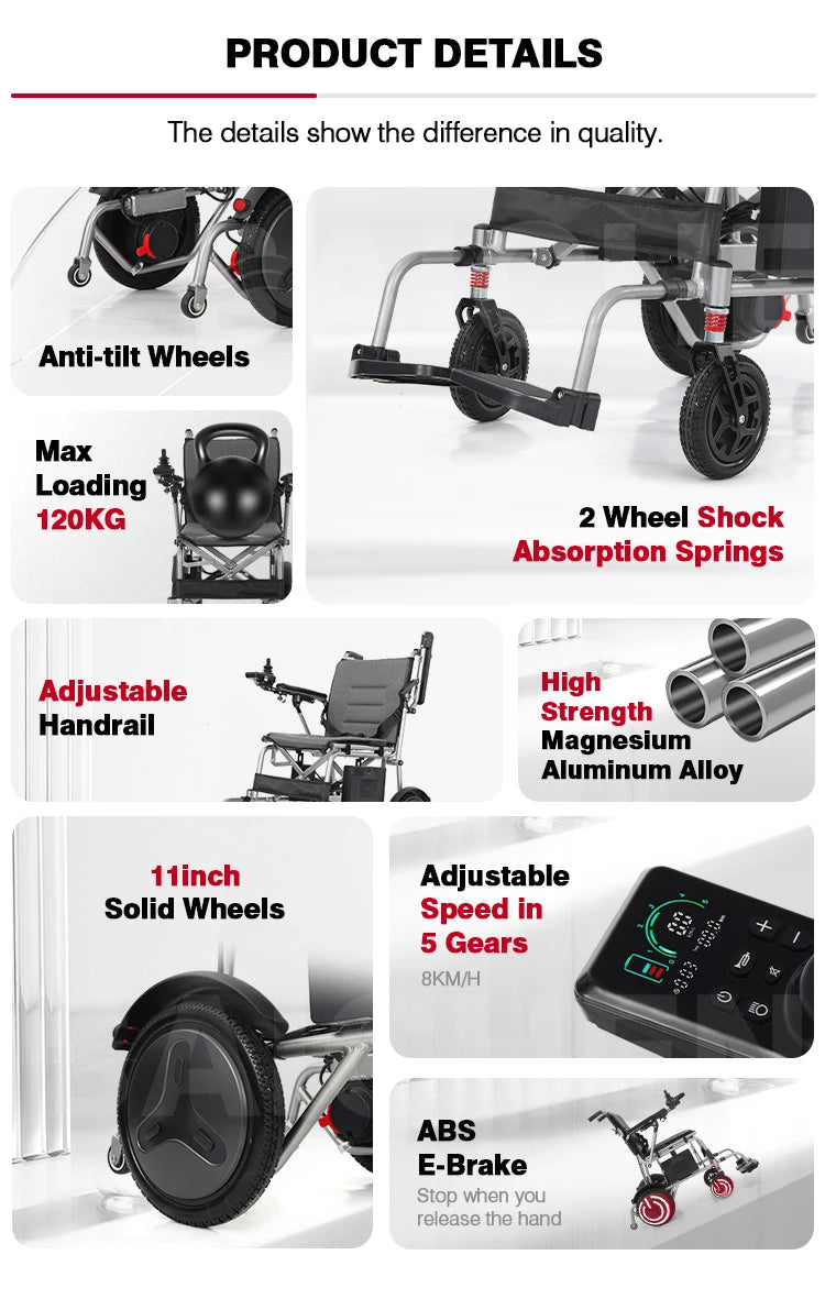 Electric wheelchair front drive automatic intelligent folding lightweight elderly disabled walking assistance Electric wheelchai