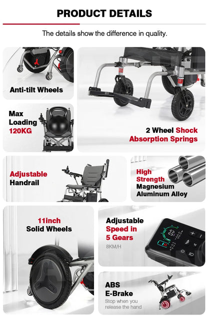 Electric wheelchair front drive automatic intelligent folding lightweight elderly disabled walking assistance Electric wheelchai