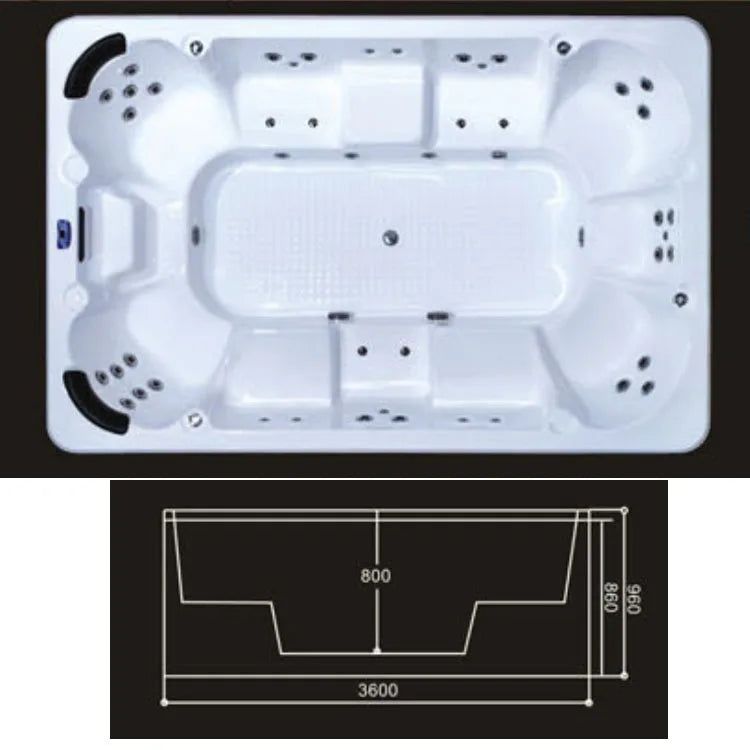 3600X2300X960mm 8 people Swimming Pool whirlpool Bathtub Acrylic Hydromassage Surfing Massage SPA H5360A