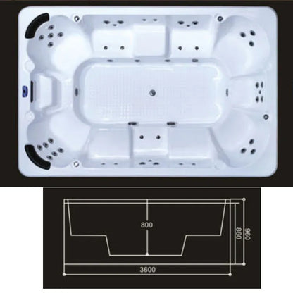 3600X2300X960mm 8 people Swimming Pool whirlpool Bathtub Acrylic Hydromassage Surfing Massage SPA H5360A