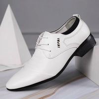 Classic Men’s Dress Shoes – White Leather Lace-Up Oxfords (Plus Sizes)