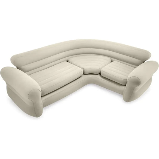 68575EP Aufblasbares Ecksofa: L-förmig – Verwendung im Innenbereich – 2-in-1-Ventil – 880lb Tragfähigkeit – 101” x 80” x 30”