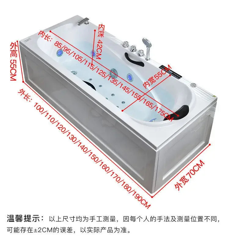 Thickened acrylic bathtub Small apartment Adult Surfing massage Constant temperature heating Smart