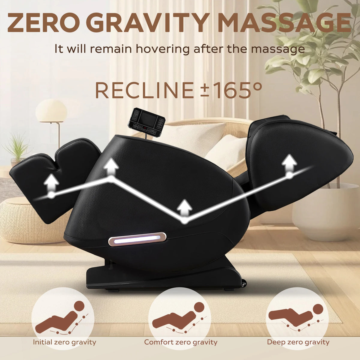Massagesessel mit Zero-Gravity-Funktion, Massagesessel mit Heizung, Airbags, Fußrollen, Bluetooth-Lautsprecher