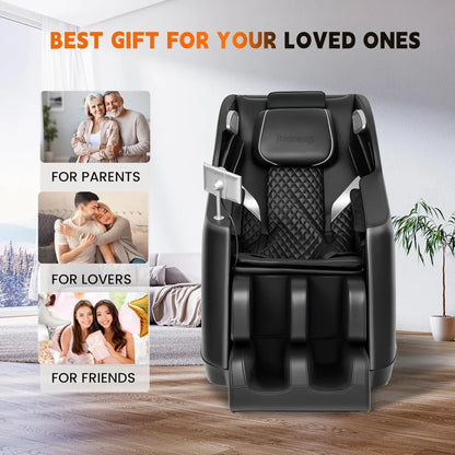 Massagesessel Ganzkörper: mit 8 festen Massagepunkten, Schwerelosigkeit, Taillen- & Beinheizung, Airbag-Massage, Bluetooth Musik, LED-Fernbedienung