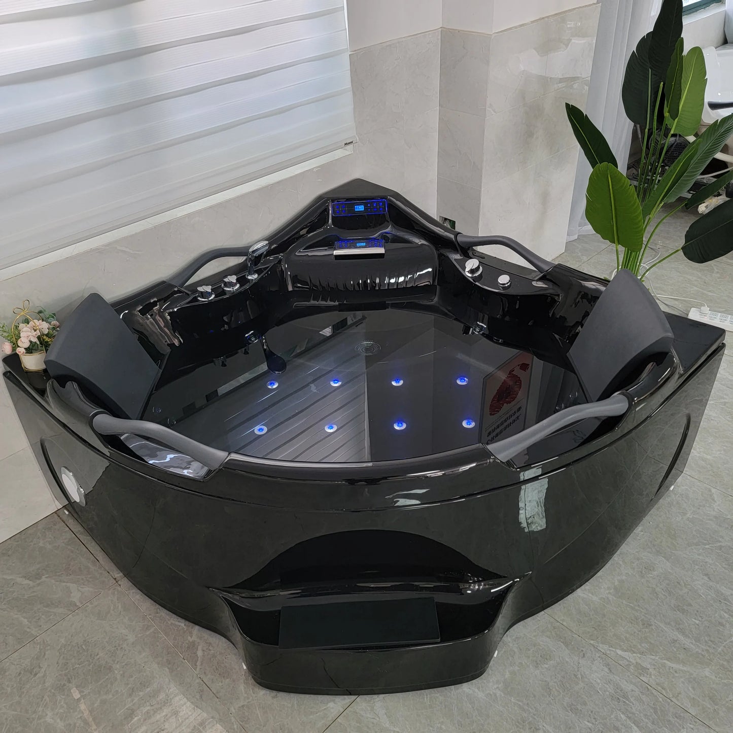 Black Acrylic Massage Bath Tubs Bathtubs & Whirlpools Corner Massage Bathtub Hot Tub for Soaking